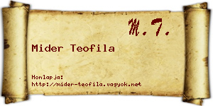 Mider Teofila névjegykártya